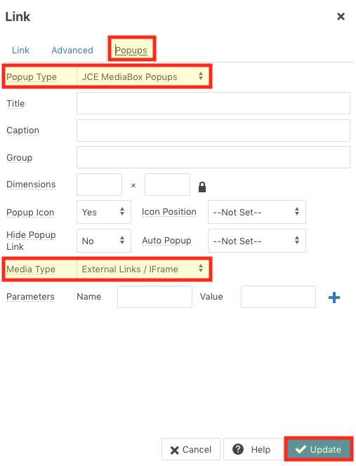 link jce popup