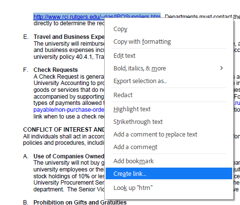 Acrobat: Create link