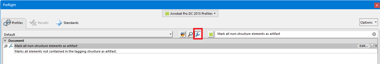 Acrobat Preflight: Location of "wrench" icon